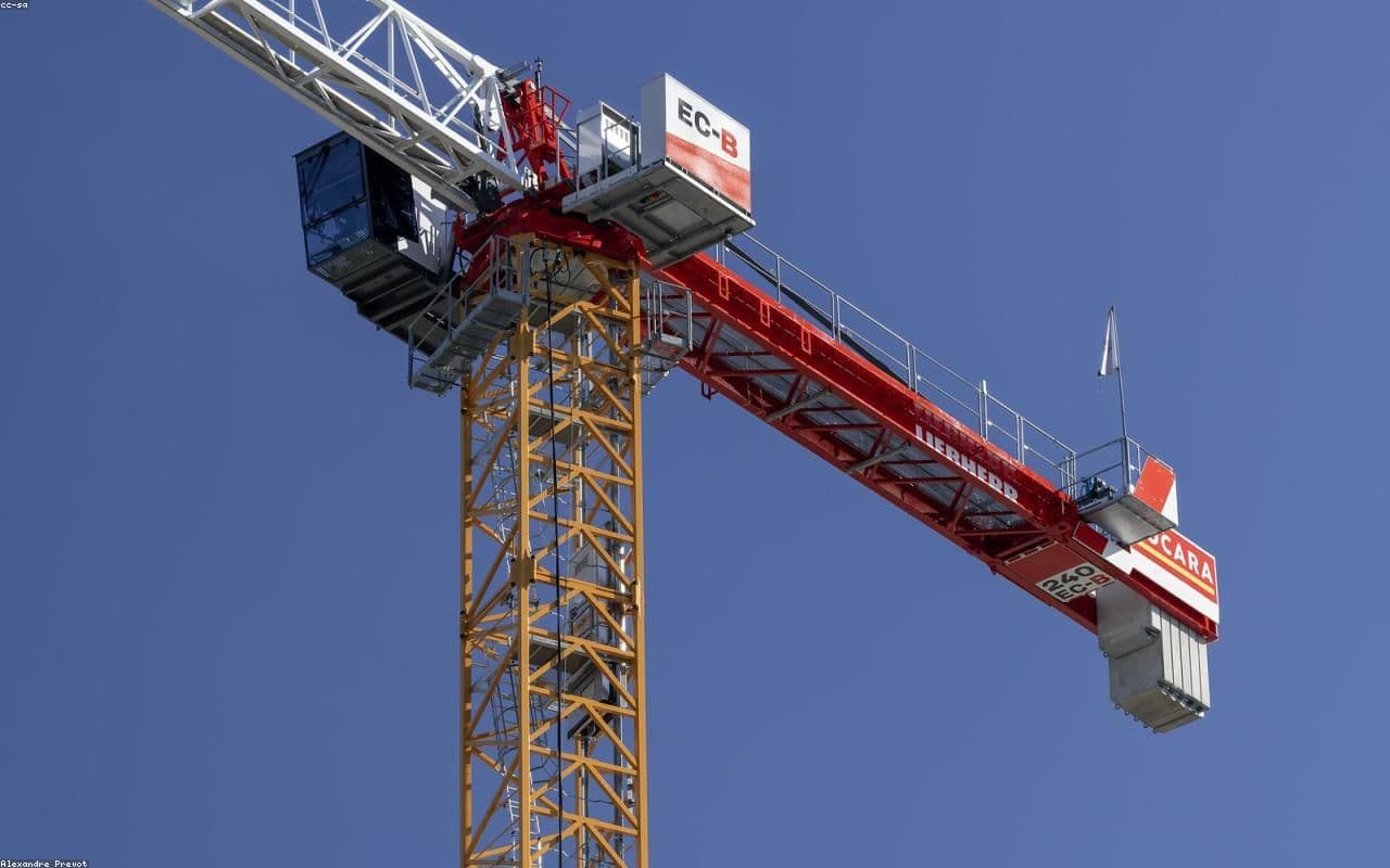 Tower crane over a construction site